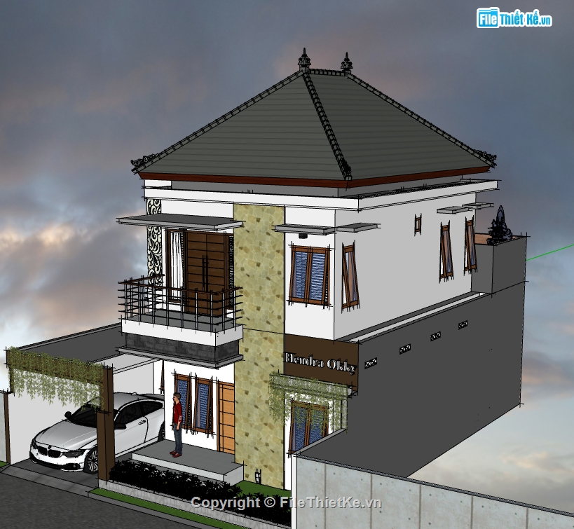 file sketchup biệt thự 2 tầng,biệt thự 2 tầng file sketchup,Model su biệt thự 2 tầng