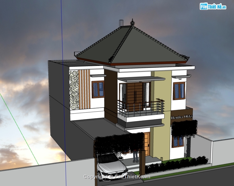 file sketchup biệt thự 2 tầng,biệt thự 2 tầng file sketchup,Model su biệt thự 2 tầng