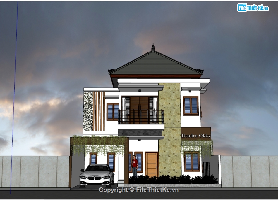 file sketchup biệt thự 2 tầng,biệt thự 2 tầng file sketchup,Model su biệt thự 2 tầng