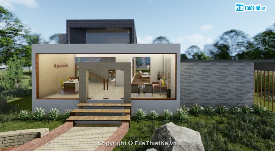 Biệt thự Villa 2 tầng,Biệt thự 2 tầng hiện đại,Villa 2 tầng file sketchup,file sketchup biệt thự 2 tầng,villa 2 tầng model su