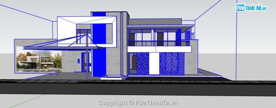 file su biệt thự,sketchup biệt thự,sketchup biệt thự 1 tầng,su biệt thự 1 tầng