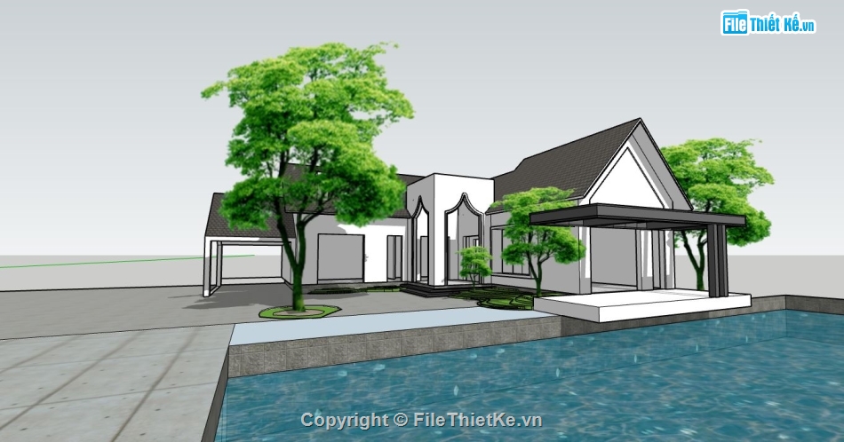 biệt thự file su,mẫu biệt thự,model su biệt thự nghỉ dưỡng,sketchup biệt thự nghỉ dưỡng