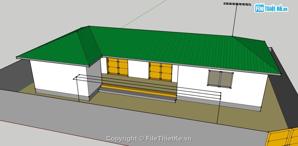 su nhà 1 tầng,model su nhà 1 tầng,sketchup nhà 1 tầng