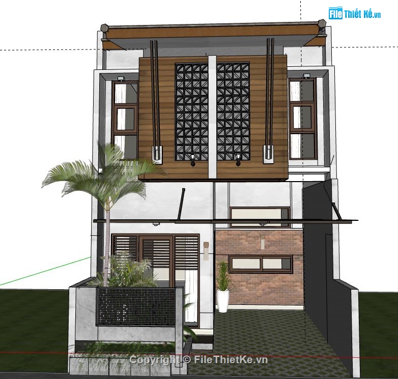 mẫu nhà phố 2 tầng,su nhà phố 2 tầng,nhà phố 2 tầng 3d su,sketchup nhà phố 2 tầng