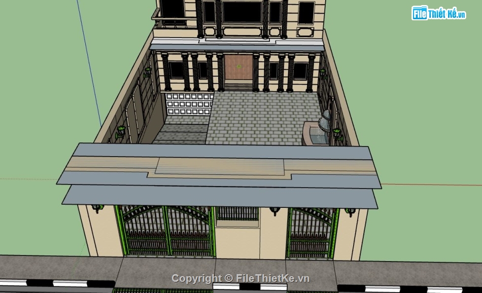 su nhà phố,nhà phố 5 tầng,file sketchup nhà phố 5 tầng