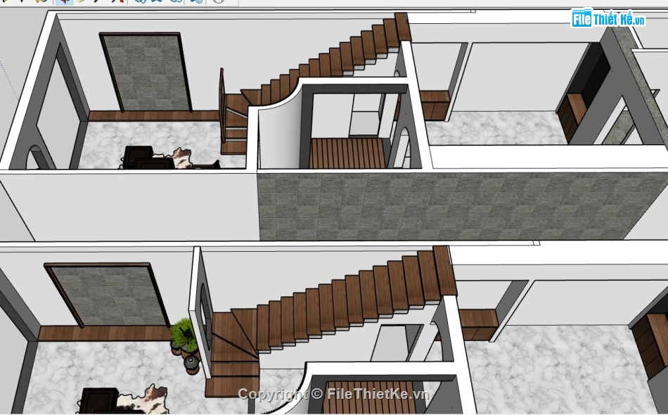 sketchup nội thất,nội thất tầng 1 file su,sketchup nội thất căn hộ