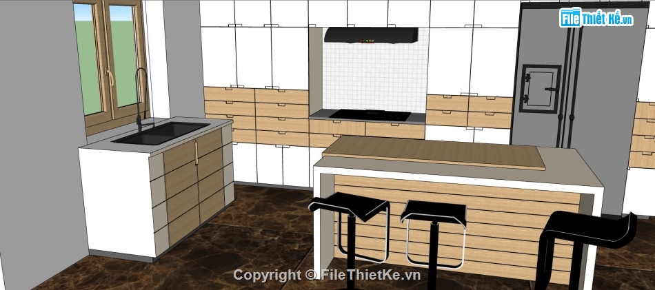 phòng bếp file su,nội thất phòng bếp ăn file su,file sketchup bếp ăn,bếp ăn sketchup