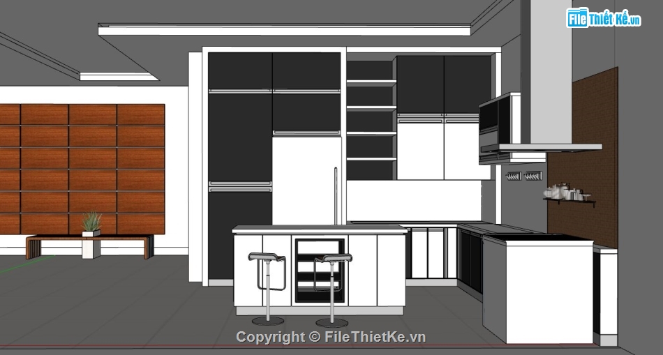 phòng bếp file su,model su phòng bếp,sketchup phòng bếp