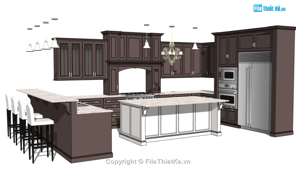 phòng bếp sketchup,model su phòng bếp,file sketchup phòng bếp