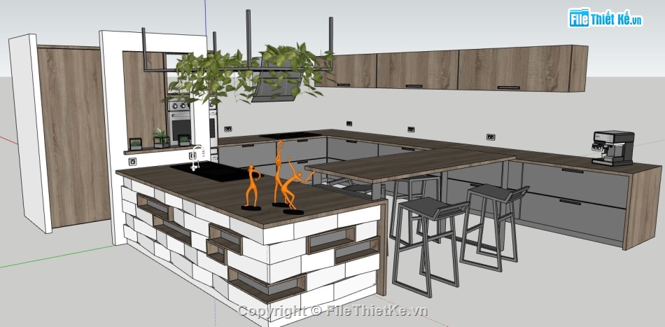 model su phòng bếp,phòng bếp sketchup,model su phòng bếp ăn