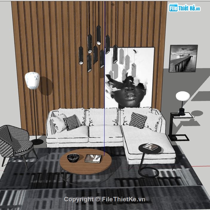 phòng khách 3d,file su phòng khách,file sketchup phòng khách