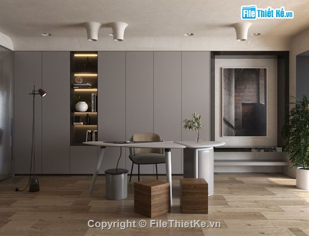 phòng làm việc file su,model su phòng làm việc,file sketchup phòng làm việc,phòng làm việc model su