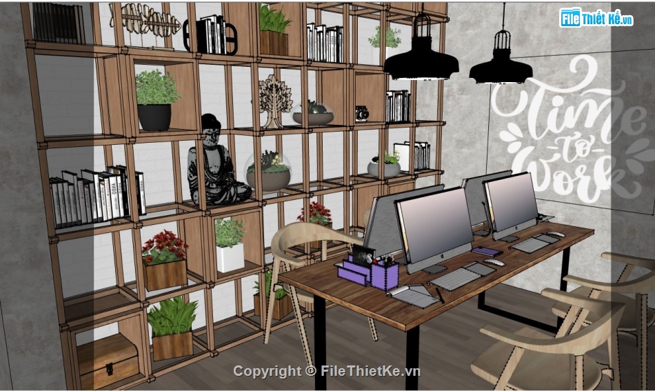 su phòng làm việc,nội thất phòng làm việc,sketchup phòng làm việc,file sketchup phòng làm việc