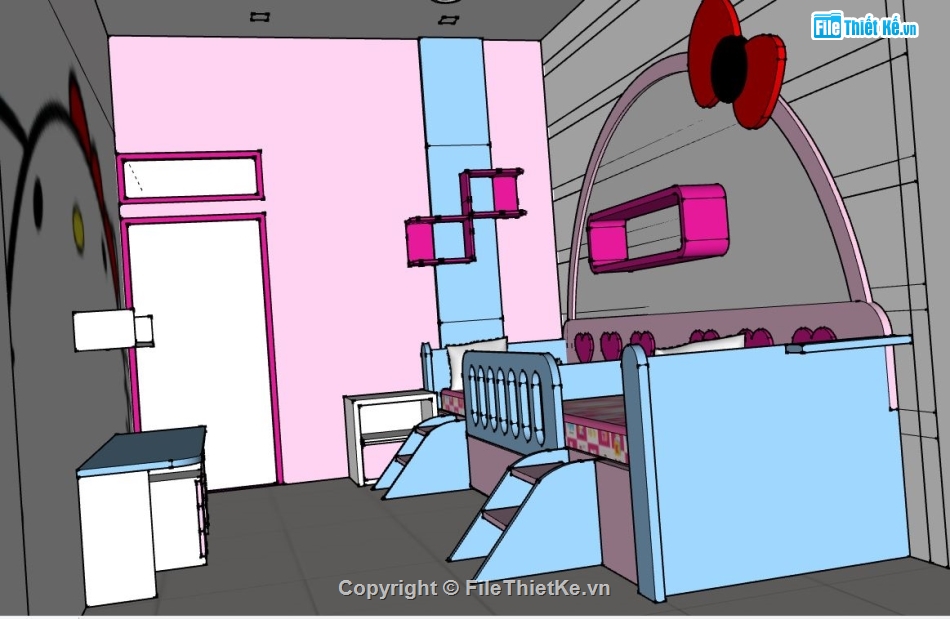 mẫu sketchup phòng ngủ,phòng ngủ sketchup,mẫu phòng ngủ sketchup