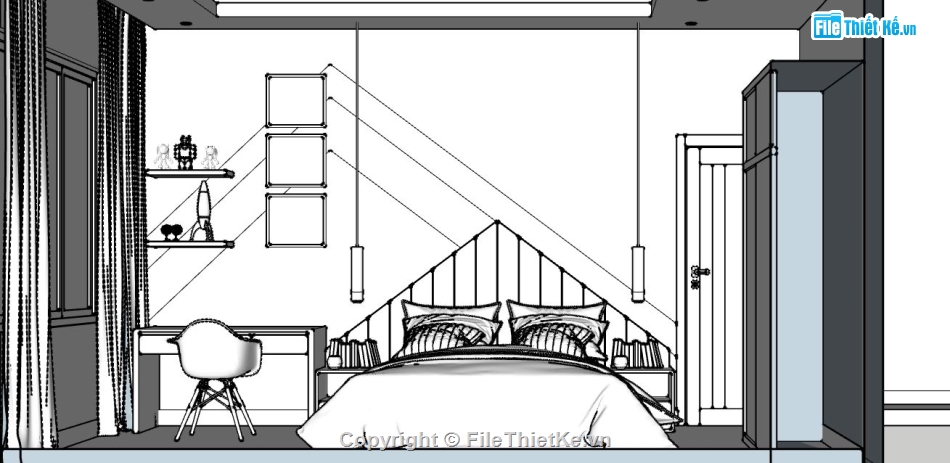 file sketchup phòng ngủ,file 3d sketchup,3d sketchup phòng ngủ,3d phòng ngủ,mẫu phòng ngủ