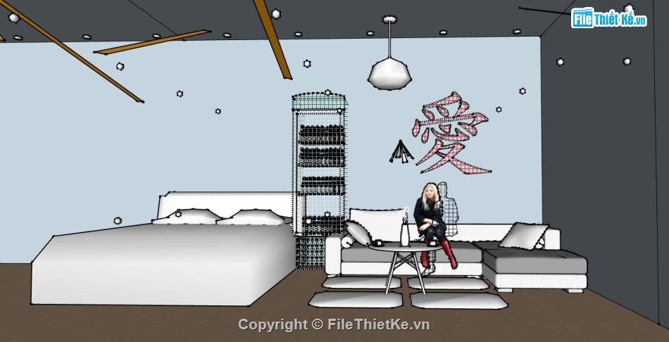 phòng ngủ sketchup,model su phòng ngủ,file sketchup phòng ngủ
