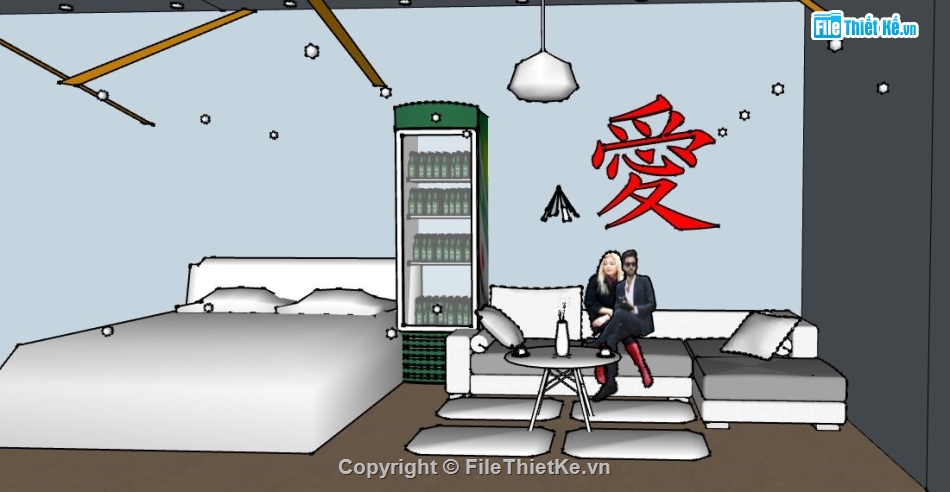 phòng ngủ sketchup,model su phòng ngủ,file sketchup phòng ngủ