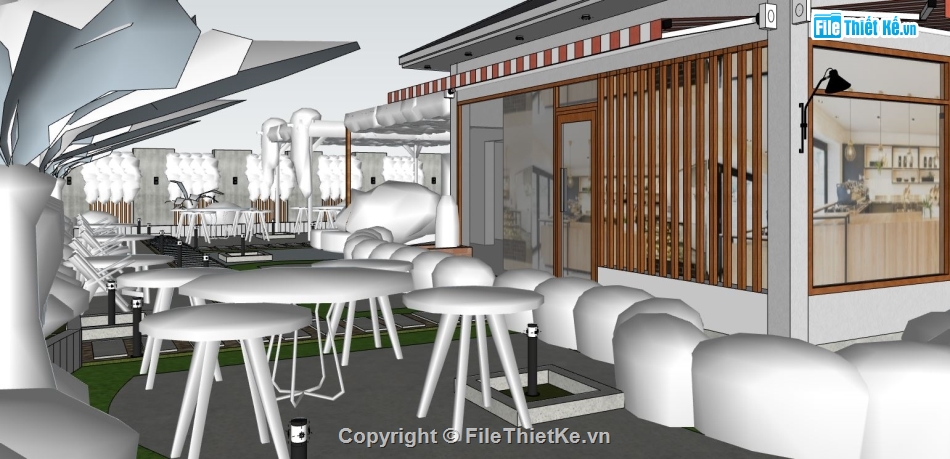 su quán cafe,file su quán cafe,file sketchup quán cafe