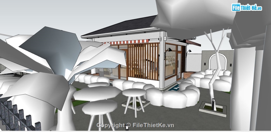 su quán cafe,file su quán cafe,file sketchup quán cafe