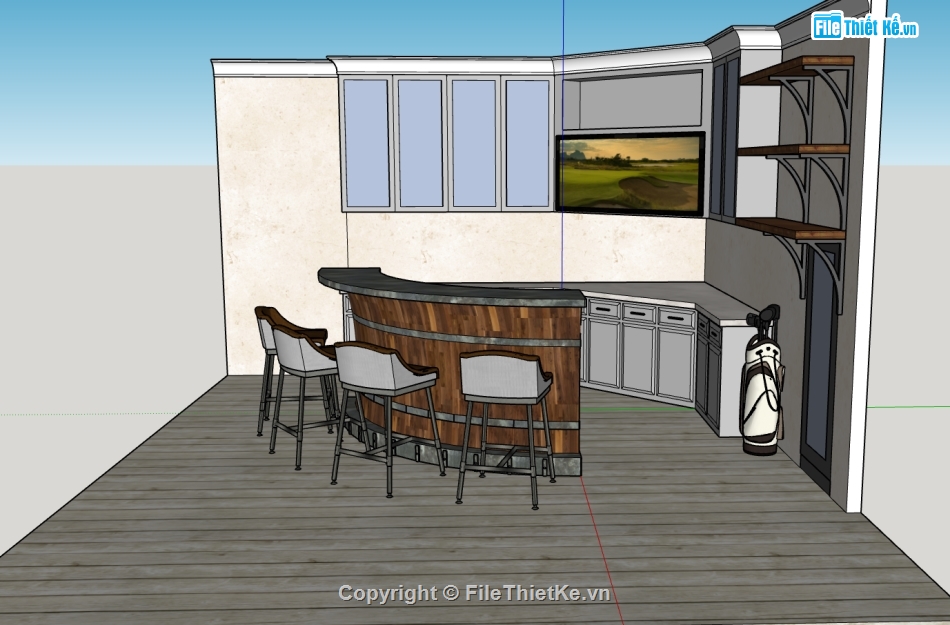 quầy bar trong nhà,quầy bar,model su quầy bar,sketchup quầy bar