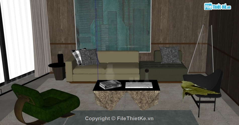phòng khách file su,model phòng khách,model sketchup phòng khách,su phòng khách và bếp