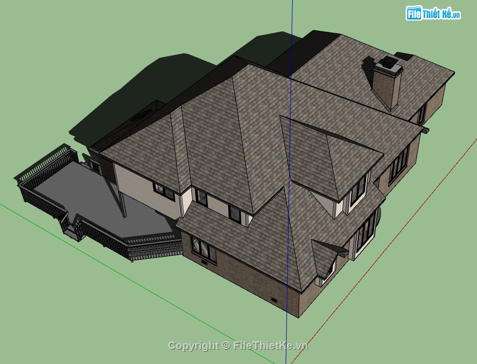 dựng model su biệt thự 2 tầng,file sketchup dựng biệt thự,biệt thự 2 tầng file 3d su