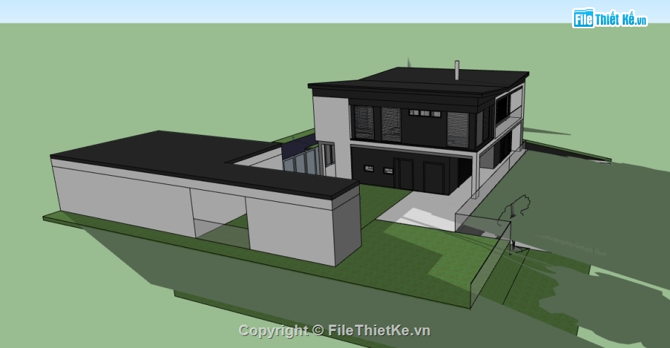 biệt thự nghỉ dưỡng  file su,dựng model su nhà biệt thự,thiết kế biệt thự 2 tầng file su