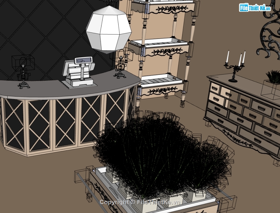 thiết kế cửa hàng bán hoa file 3d,sketchup cửa hàng bán hoa,dựng model su nội thất cửa hàng