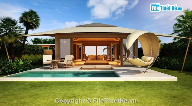 model File 3ds max,3d max model,max nghỉ dưỡng,Bungalow,3dmax Bungalow