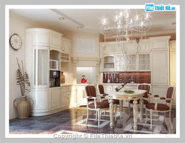 mode bếp,mode bếp tân cổ điển,mode 3dmax bếp,thiết kế bếp tân cổ điển