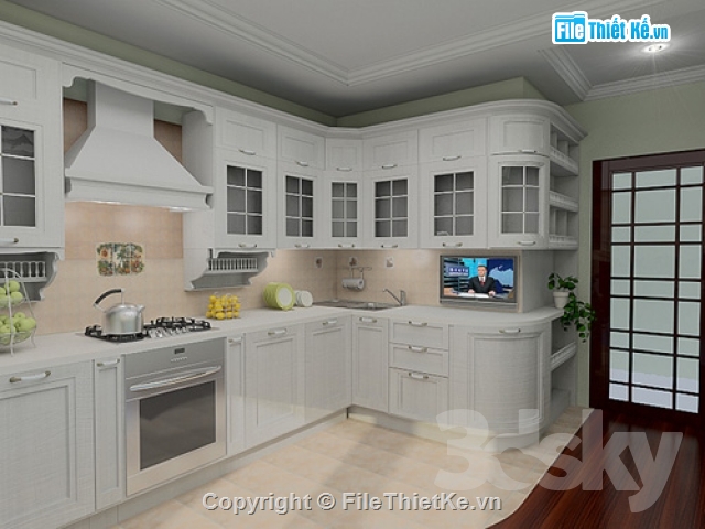 mode bếp,mode bếp tân cổ điển,mode 3dmax bếp,thiết kế bếp tân cổ điển
