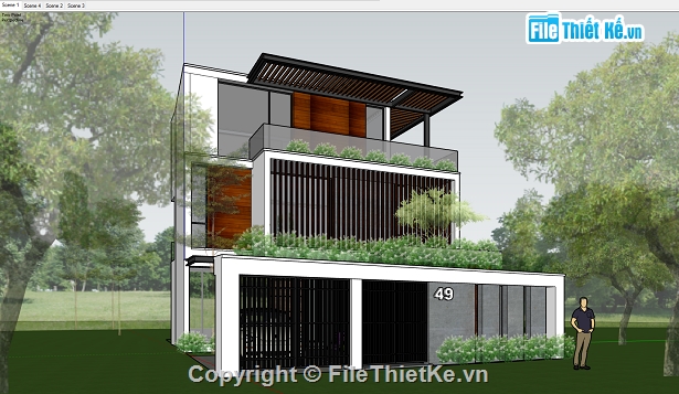 nhà phố 3 tầng file sketchup,nhà phố 3 tầng sketchup,File sketchup nhà phố 3 tầng,model su nhà phố 3 tầng