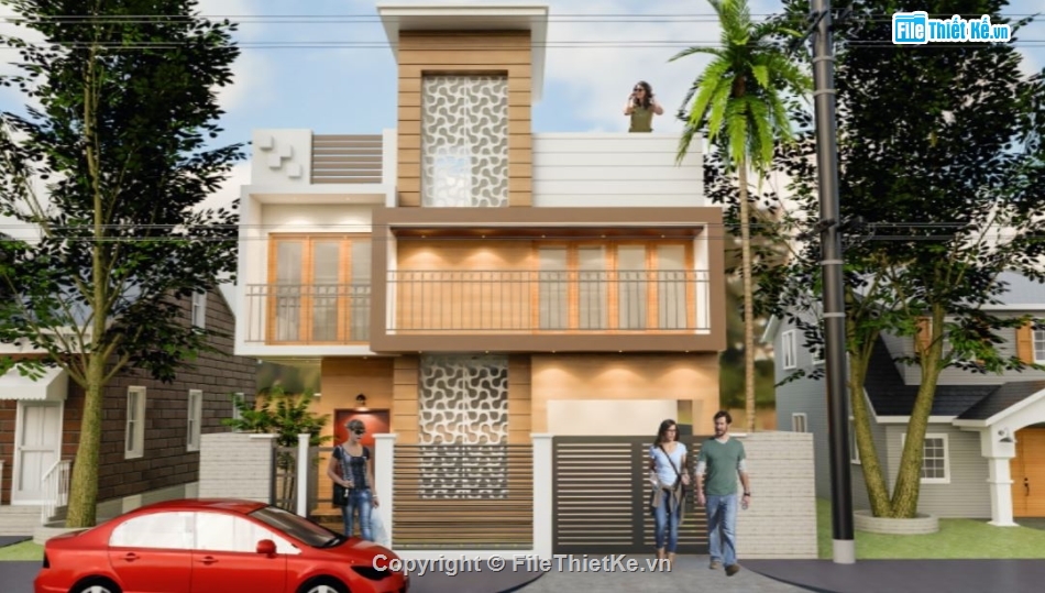 biệt thự 2 tầng,sketchup biệt thự,biệt thự hiện đại