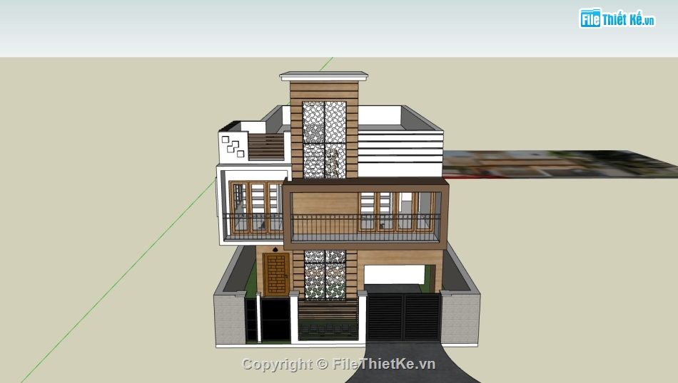 biệt thự 2 tầng,sketchup biệt thự,biệt thự hiện đại