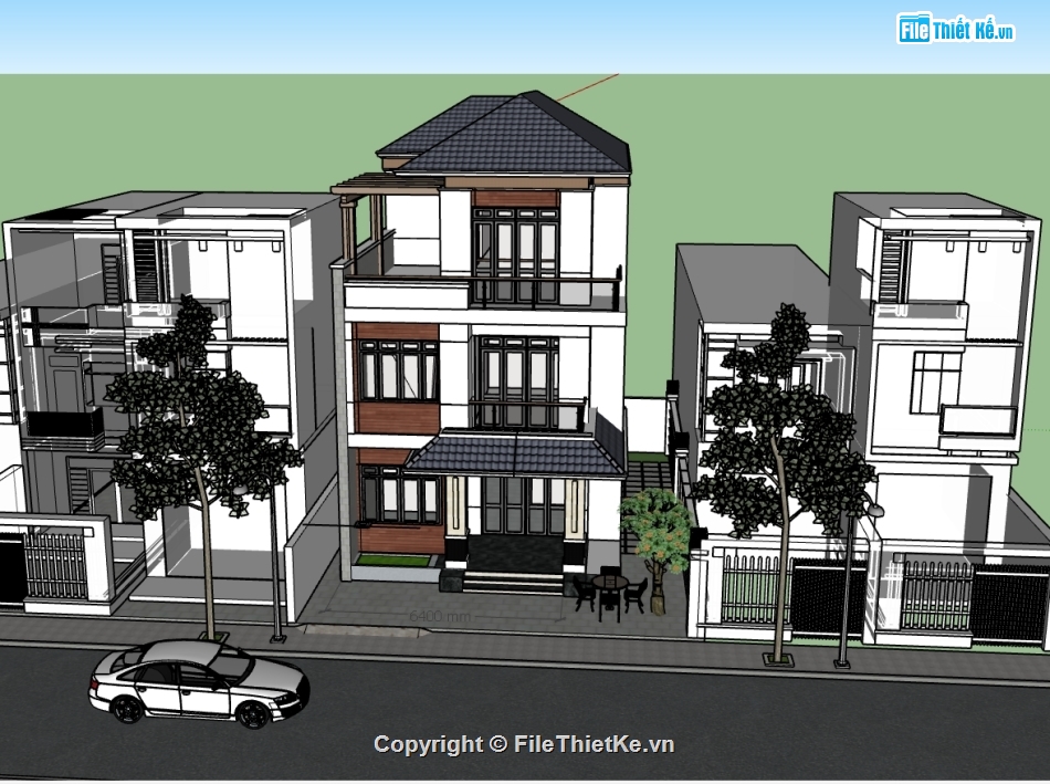 biệt thự 3 tầng file su,biệt thự 3 tầng,3d biệt thự 3 tầng,file 3d biệt thự 3 tầng,model 3d biệt thự 3 tầng