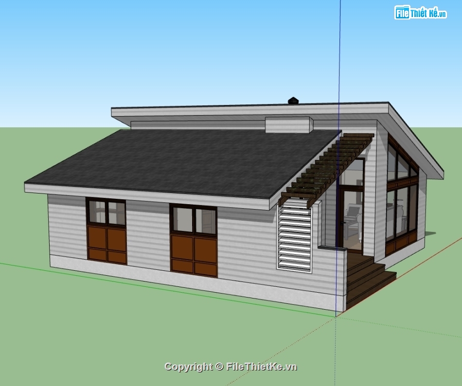 model sketchup nhà 1 tầng,file 3d nhà 1 tầng,Model 3d nhà 1 tầng,file sketchup nhà 1 tầng,3d nhà 1 tầng
