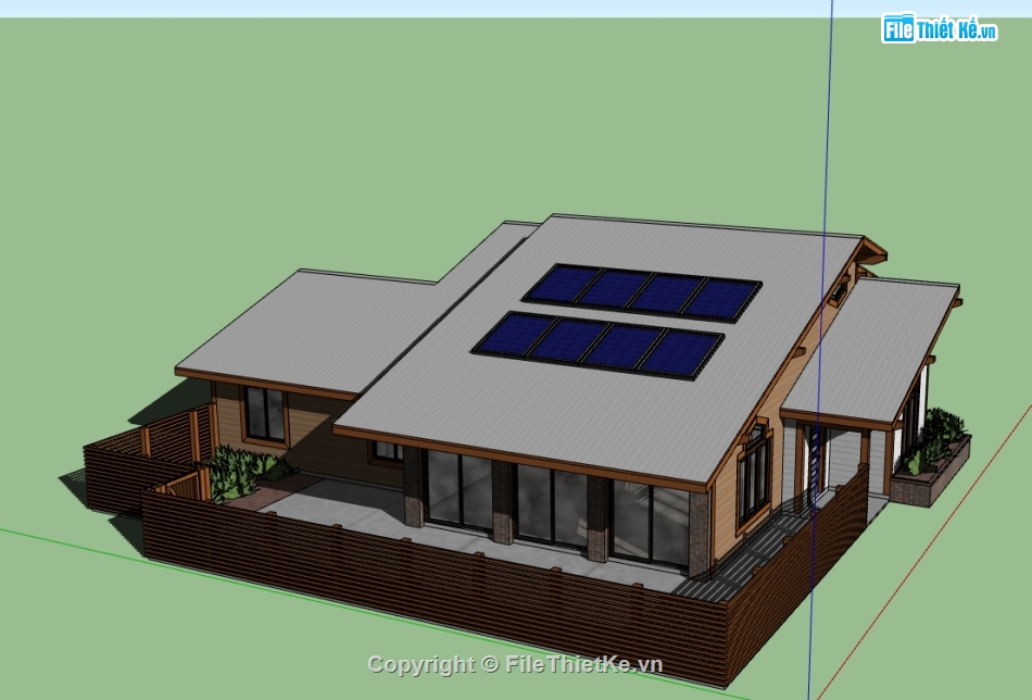 nhà 1 tầng file su,Model 3d nhà 1 tầng,sketchup nhà 1 tầng,3d nhà 1 tầng