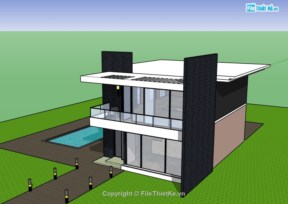 mẫu biệt thự 2 tầng sketchup,file su biệt thự 2 tầng,model su biệt thự 2 tầng,sketchup biệt thự 2 tầng