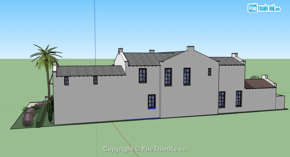 nhà 2 tầng,nhà 3d nhà 2 tầng,Model 3d nhà 2 tầng,sketchup nhà cổ 2 tầng