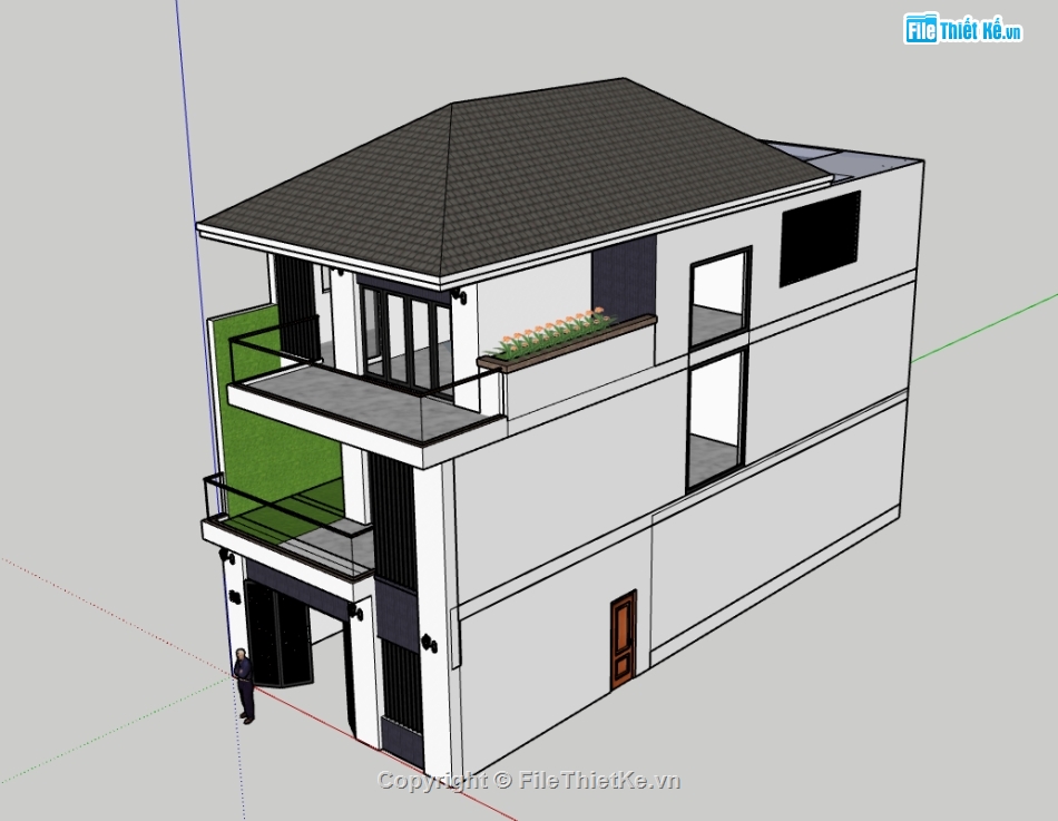 nhà phố 3 tầng,file su nhà phố 3 tầng,model nhà phố 3 tầng,sketchup nhà phố 3 tầng,model su nhà phố 3 tầng