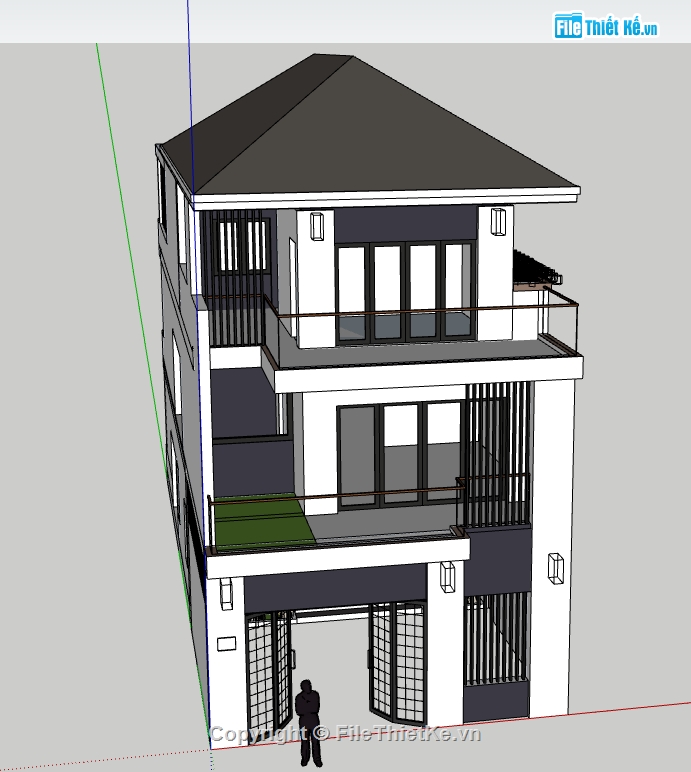 nhà phố 3 tầng,file su nhà phố 3 tầng,model nhà phố 3 tầng,sketchup nhà phố 3 tầng,model su nhà phố 3 tầng