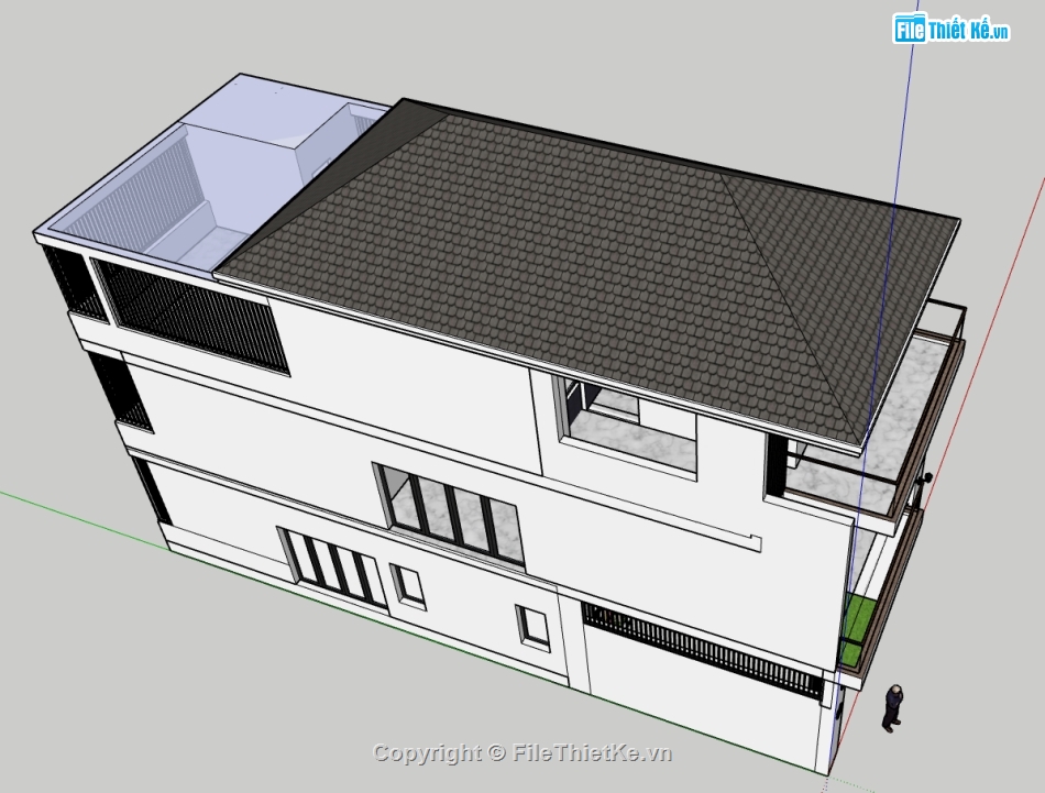 nhà phố 3 tầng,file su nhà phố 3 tầng,model nhà phố 3 tầng,sketchup nhà phố 3 tầng,model su nhà phố 3 tầng