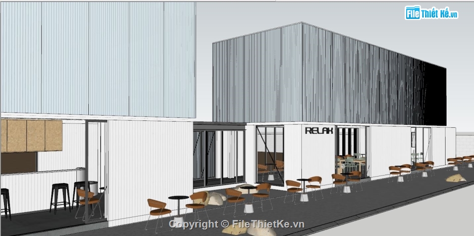 file 3d cafe sketchup,Model sketchup quán cafe,Model quán coffee,file sketchup  coffee