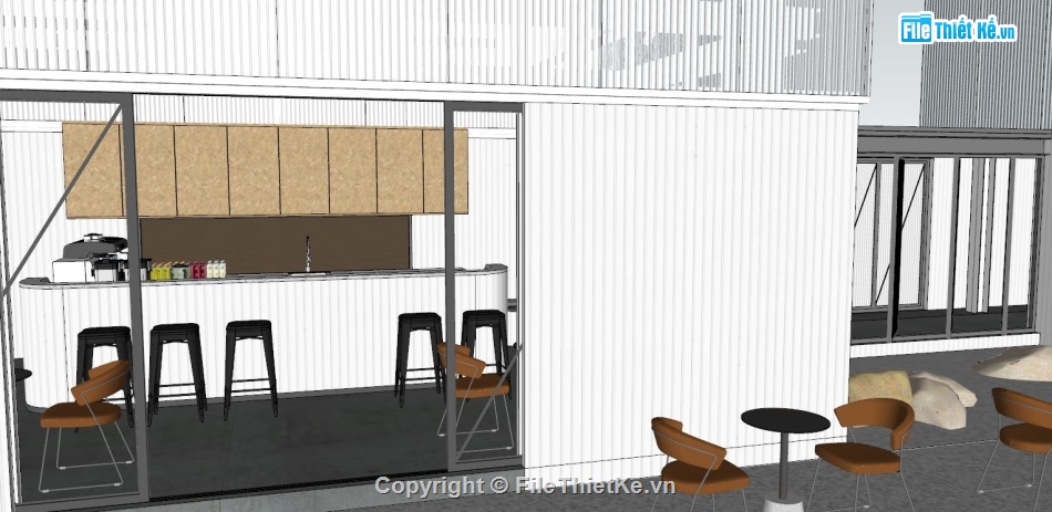 file 3d cafe sketchup,Model sketchup quán cafe,Model quán coffee,file sketchup  coffee