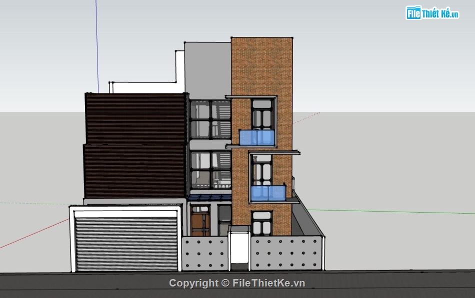 biệt thự 3 tầng,sketchup biệt thự 3 tầng,phối cảnh biệt thự 3 tầng