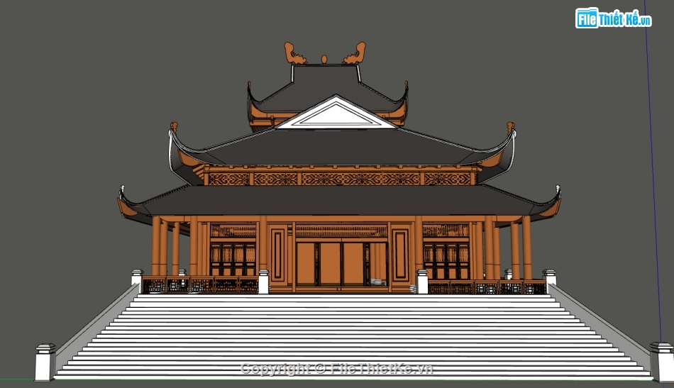 đình chùa,mẫu đình chùa sketchup,thư viện đình chùa sketchup,model chùa sketchup,phối cảnh chùa sketchup