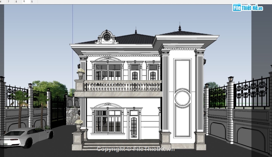 Model 3d sketchup biệt thự,File su biệt thự 2 tầng,model su biệt thự 2 tầng,file sketchup biệt thự 2 tầng,mẫu biệt thự 2 tầng sketchup,thiết kế biệt thự 2 tầng sketchup