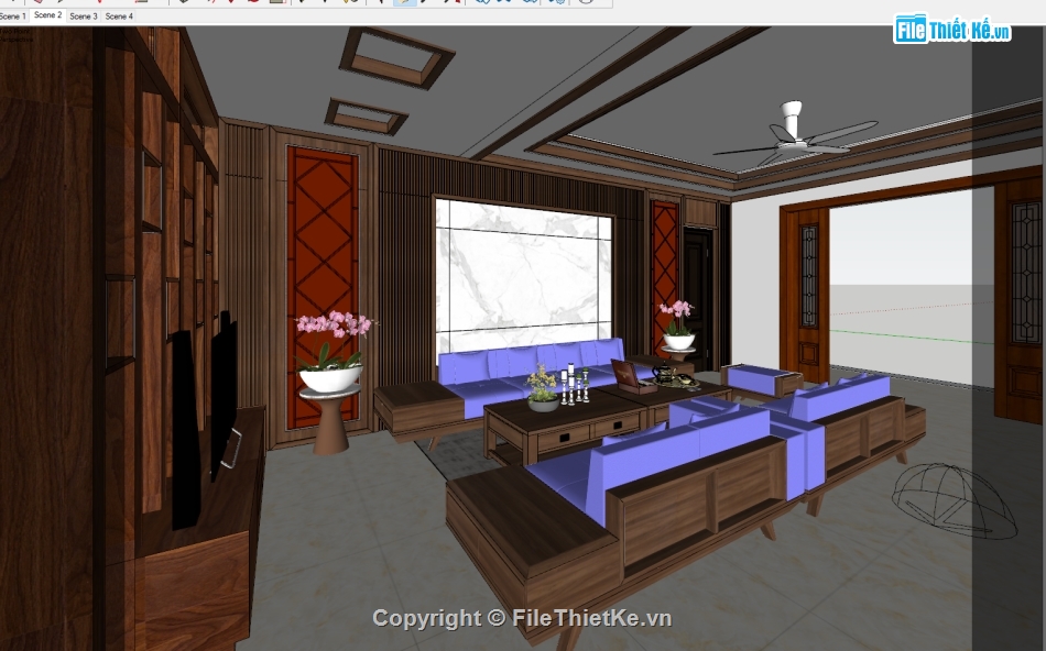Sketchup phòng khách,File Su chi tiết nội thất,Phòng khách Sketchup,dựng 3d nội thất