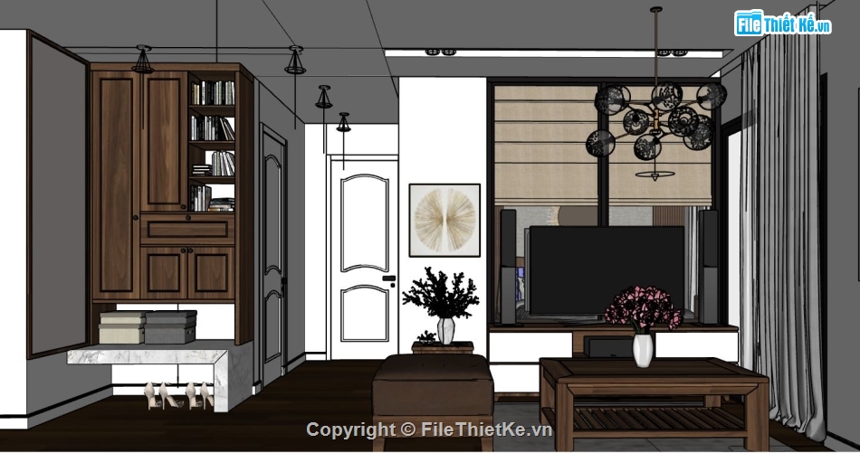 sketchup nội thất căn hộ,nội thất căn hộ,mẫu nội thất căn hộ,file sketchup căn hộ