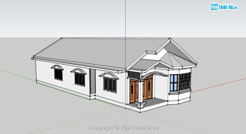 nhà cấp 4,nhà cấp 4 sketchup,Model sketchup nhà hiện đại,phối cảnh nhà cấp 4 sketchup